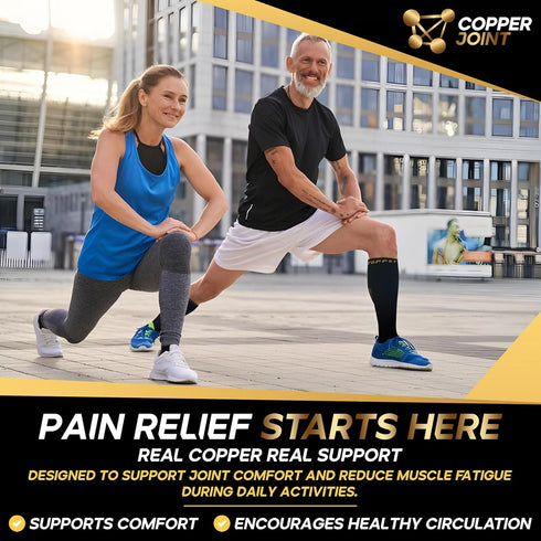 CopperJoint Copper Compression Socks for Women & Men - Diabetic Socks, Improves Circulation, Reduces Swelling
