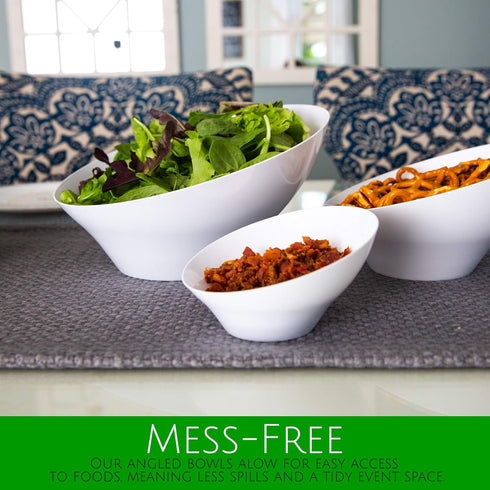 PLASTICPRO Disposable Angled Plastic Bowls, Medium Round Serving Bowl, Clear Pack of 4 for Parties