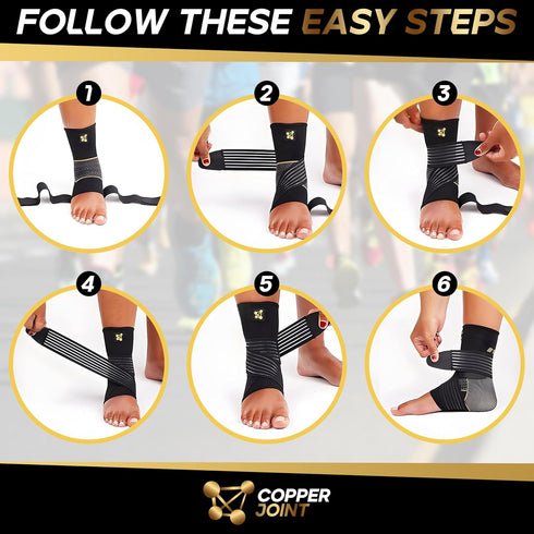 Ankle Brace for Women and Men, Adjustable Compression Brace for Sprained Ankle, Achilles Tendon Support, Medium