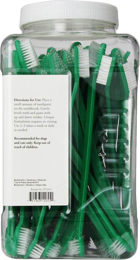 Top Performance ProDental Dual-End Toothbrushes for Pets, Convenient 50-Pack