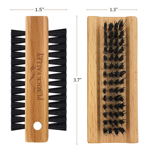 Wooden Cleaning Finger Nail Brush with Nylon Charcoal Bristles & Hanging Rope, Double-Sided for Scrubbing Fingernails