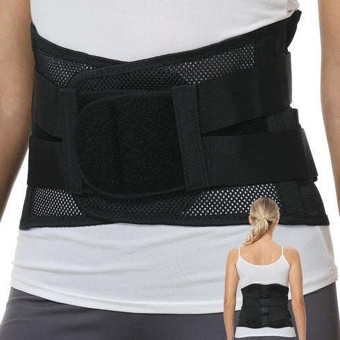 NeoTech Care Adjustable Double Pull Lumbar Brace/Lower Back Belt, Black, Size M