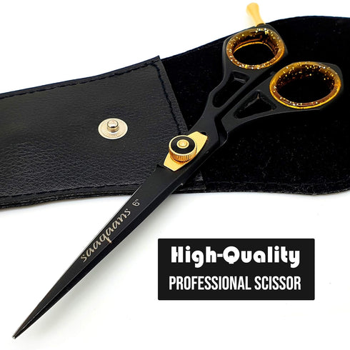 Saaqaans SQR-01 Professional Hairdressing Scissor - Perfect for Salon/Barber/Home Use with Black Pouch