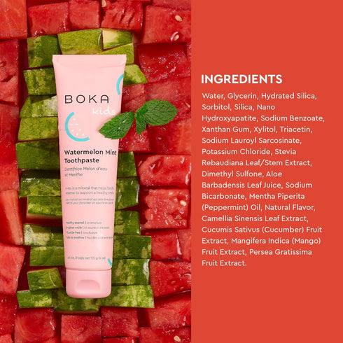 Boka Fluoride Free Toothpaste, Nano Hydroxyapatite, Sensitive Teeth, Whitening, Watermelon Mint Flavor, 4oz 3Pk