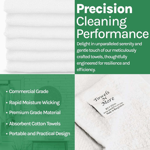 24 Pack 16x19 Bar Mop Towels, White Absorbent Cotton Kitchen Towels for Home, Restaurant, Bar Glass Cleaning - 30 oz