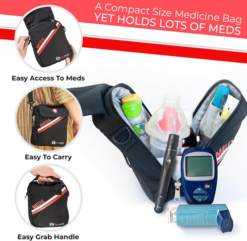 PracMedic Bags Travel Medicine Bag- First Aid Bags Empty or Epipen Carry Case for Insulin Pens, Pill Bottles, Diabetic