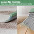 Set, JOYMOOP Dark Teal Green Broom and Dustpan Upright Angle with Built-in Comb Teeth, Ideal for Home, Office