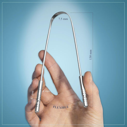 MasterMedi Tongue Cleaner Dental Kit - Surgical Grade Stainless Steel Tongue Scraper Brush - Family Pack (4 pcs) to
