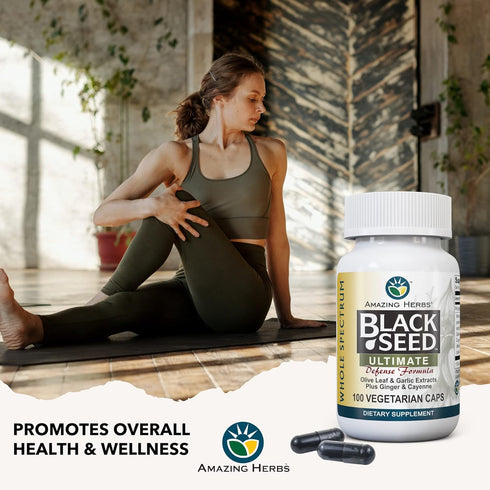 Amazing Herbs Whole Spectrum Black Seed Ultimate, Vegetarian Capsules, 100 Count