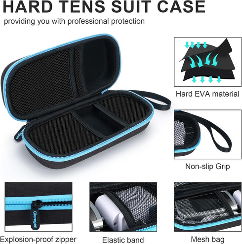 Hard Travel Case for TENS Unit and Electrode Pads, Portable Shockproof Waterproof Carrying Case for TENS Devices (Case