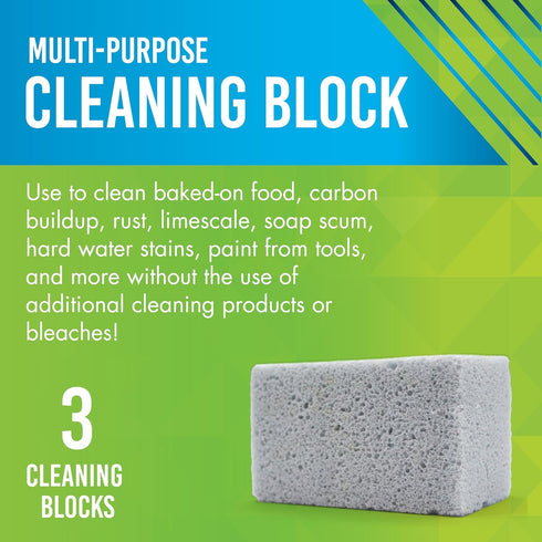 EarthStone Multi-Purpose Cleaning Block, For Kitchens, Bathrooms, Tools, and More, 3-Pack