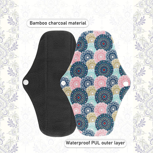 PHOGARY 7 Set Reusable Menstrual Pads for Heavy Flow with Wet Bag, Pieces Sanitary Pads with Wings for Women, Washable