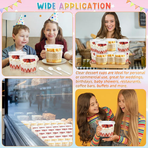 Jingmore 400 9 oz Lids,200 200 Pcs Plastic Dessert Cups with Pcs Clear Disposable Parfait Fruit Cups