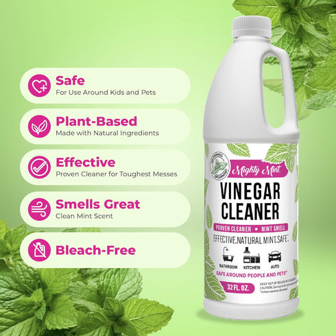 Mighty Mint Vinegar Cleaner, Non-Toxic All-Purpose Household Cleaning with Natural Mint Scent, 32oz