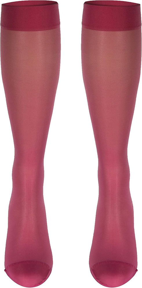 Truform Sheer Compression Stockings, 15-20 mmHg, Women's Knee High, Pink, X-Large