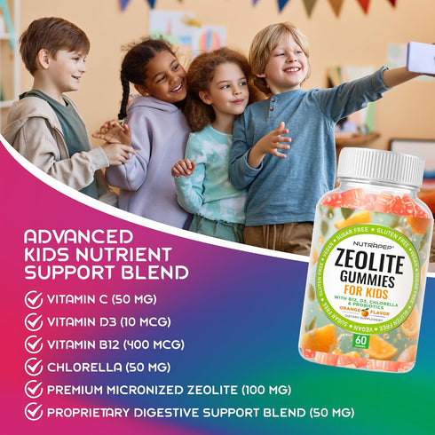 NutraPep Gummies Zeolite Detox for Kids - Total Body Cleanse Micronized Chewables Supplement with Chlorella - Cleanse