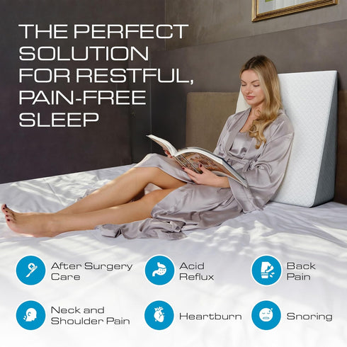 Kolbs 7.5" Bed Wedge Pillow for Sleep Apnea, FSA Eligible Acid Reflux, and Back Pain Relief, with Chic Jacquard Cover