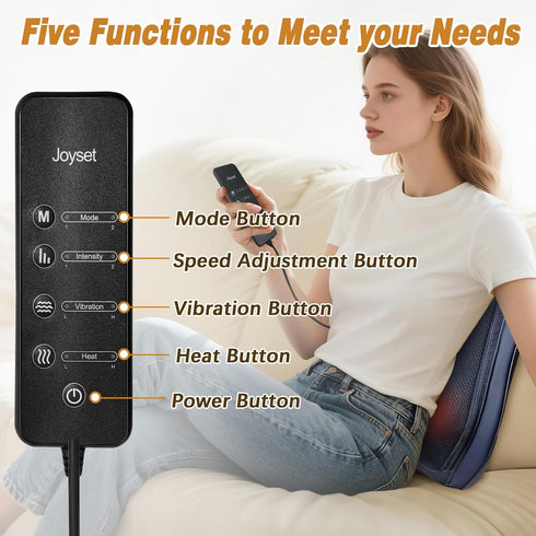 Joyset 3D Back Massager for Back Pain Deep Tissue, Shiatsu Lower Back Neck Massager with Heat, Kneading Massage Pillow