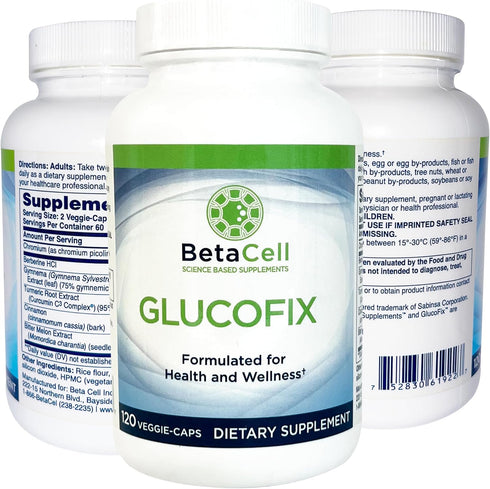 Glucofix - Berberine Herbal Supplement with Cinnamon, Gymnema, Bitter Melon, and Turmeric - 120 Capsules