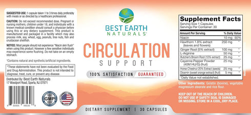 Best Earth Naturals Circulation Supplement - 30 Capsules for Optimal Balanced Formula Circulatory Support (30-Day
