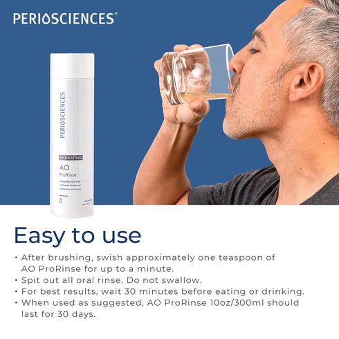 PerioSciences AO ProRinse Hydrating Mouthwash with Antioxidants, Fluoride-Free, 10 Fl Oz / 300ml