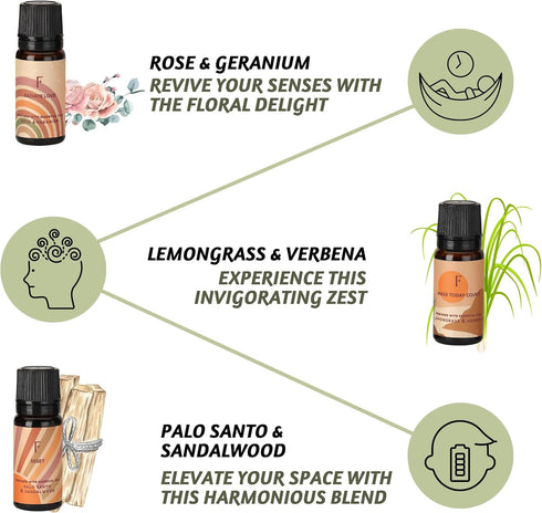 Folkulture Fragrance Oils for Diffuser - Set of 6 Essential Oils for Home - Gift Box
