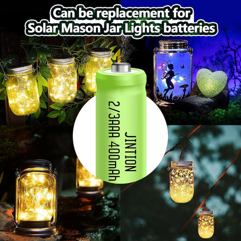 JINTION NIMH 2/3AAA Rechargeable 2/3 AAA Batteries 1.2V 400mAh Rechargeable Battery Batteries Button Top 5 pack(They are not AAA Size Batteries)