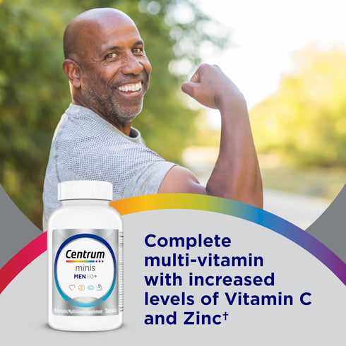 Centrum Minis Silver Multivitamin for Men 50 Plus, Non-GMO Supplement with Vitamin D3, B-Vitamins, Zinc, 280 Ct
