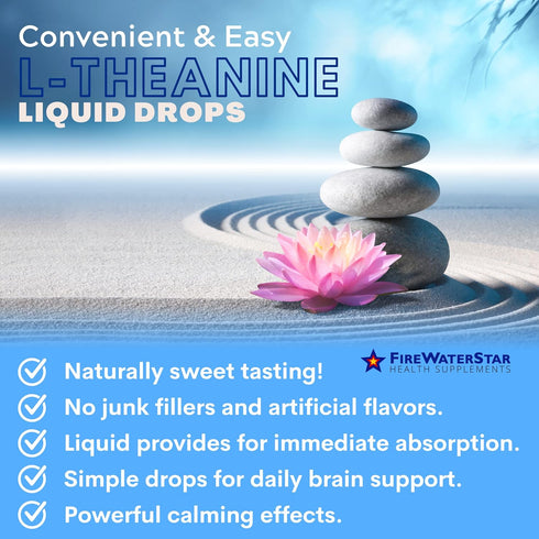 FWS L Theanine Liquid Drops - 200mg 99% Pure Bioactive L-Theanine, Organic, Vegan, Promotes Calmness and Relaxation