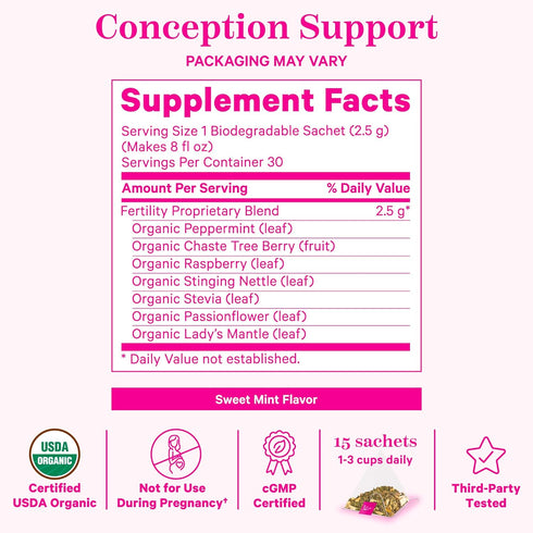 Pink Stork Fertility Bundle - Conception Tea and Supplements for Women, Prenatal Vitamins with Ashwagandha, Inositol,