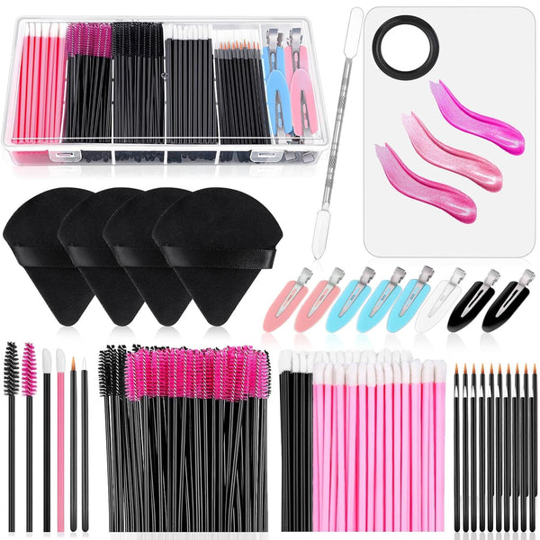 Disposable Makeup Applicators Kit, Triangle Puff Mixing Palette, Artist Supplies with Storage Box