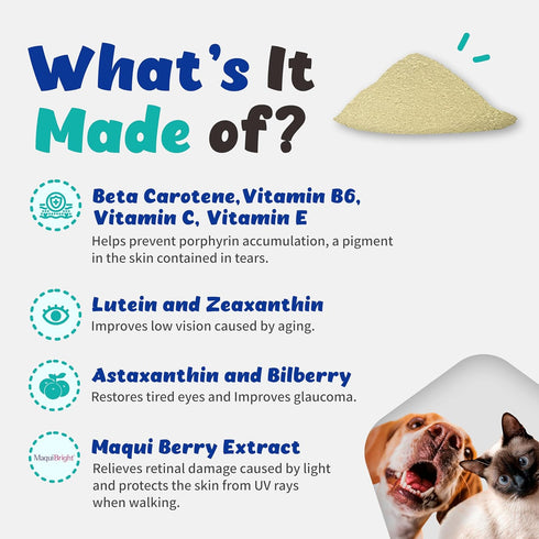 Eye Guardian for Cats and Dogs - Supports Eye Health, Tear Staining, Allergy, and Wound - 117g with MaquiBright