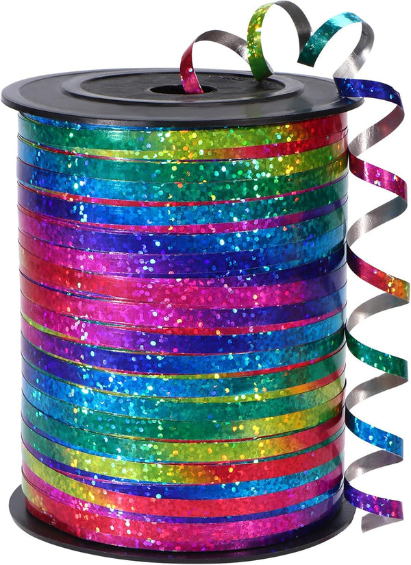500 Yard Rainbow Ribbon, Metallic Shiny Curling Ribbon for Gift Wrapping, Balloon String, Wedding, Birthday, Christmas