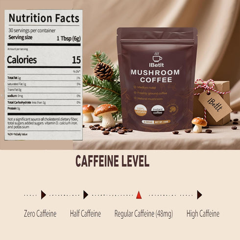 IBetIt 6 Immunity,30 Organic Mushroom Coffee with Adaptogenic Mushrooms(Cordyceps, Reish, King Trumpet, Shitake, Turkey