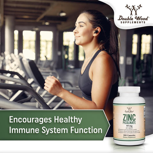 Zinc Picolinate 50mg - 300 Capsules (Immune Support), Non-GMO, Gluten Free (300 Day Supply) by Double Wood Supplements