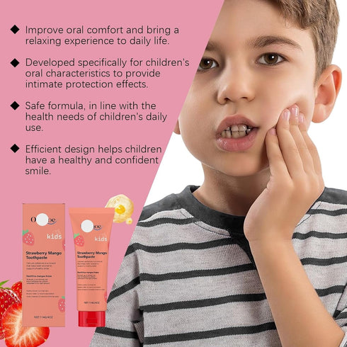 KLYso Smile(3PCS) Strawberry Flavored Kids Toothpaste - Mild Cleaning, Fresh Breath, Teeth Whitening & Enamel