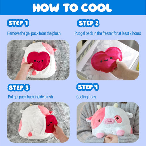 Shopzoki Heatable Strawberry Scented Cow Plush for Period Cramp Relief & Emotional Support, Microwavable Soft Toy