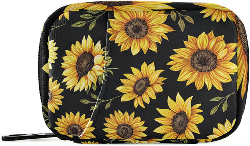 Kigai Sunflower Pill Case Weekly Pill Box Portable Travel Pill Bag Organizer