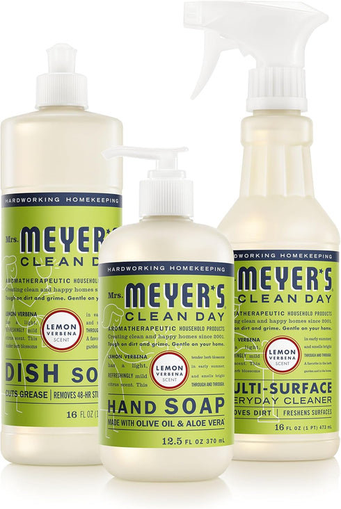 Mrs. MEYER'S CLEAN DAY Kitchen Basics Set, Lemon Verbena Scent Cleaning Supplies