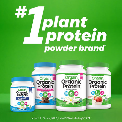 Orgain Organic Vegan Protein Powder, Iced Coffee, 21g Plant Protein, 60mg of Caffeine, Low Net Carb, No Added Sugar