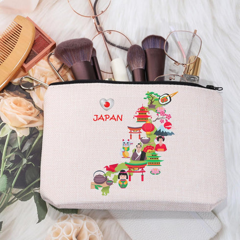 Japan Travel Cosmetic Bag Japan Souvenir for Beloved Tokyo Travel Souvenir Japan Vacation Travel Gift Travel Lover Gift (Map Japan Bag2)