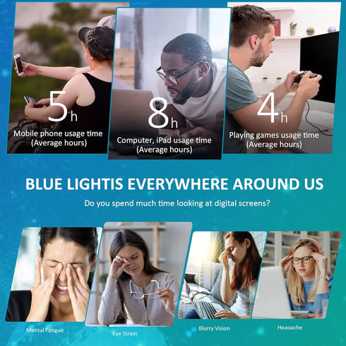 VisionGlobal Blue Light Blocking Glasses for Women, Anti Eyestrain, Stylish Square Frame (+2.00 Magnification)