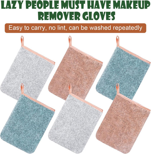 PHOGARY 6 Pack Microfiber Body Wash Mitts, 6×8 Inch, Super Absorbent & Soft Face Mitten, Reusable Makeup Remover Mitt