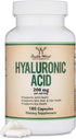 Hyaluronic Acid Supplements, 180 Capsules (200mg Per Serving) for Skin and Face Aging Support, Gluten Free by Double