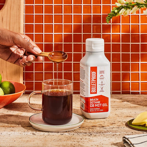 Bulletproof Brain Octane C8 MCT Oil, 16 Ounces, Keto Supplement for Energy and Fewer Cravings