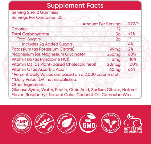 Potassium Magnesium Gummies with Vitamin D3, B6, C - High Absorption Chewable Supplements for Adults, Kids