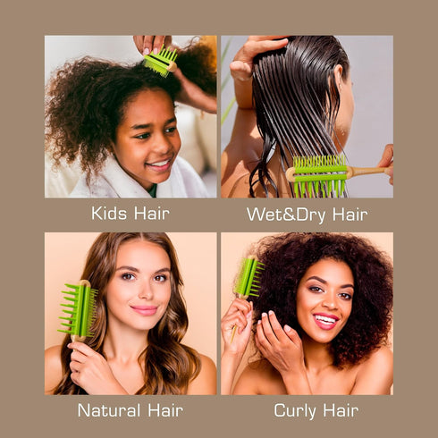 Red by Kiss Detangling Brush for Adults & Kids, Long & Wide Tooth Detangler Comb for All Hair Types