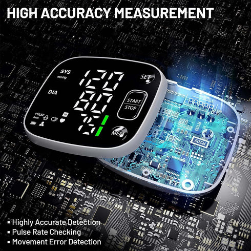 Oklar Blood Pressure Monitor - Rechargeable Wrist Digital BP Machine with LED Display, Voice Broadcast, 240 Memory