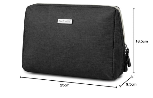 Narwey Makeup Bag Travel Cosmetic Organizer Toiletry Bag with Compartments for Women Girls (Large, Black)
