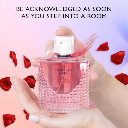 La Vida Bella Roses Eau De Parfum for Women - Floral Amber Fragrance, 100ml Bottle